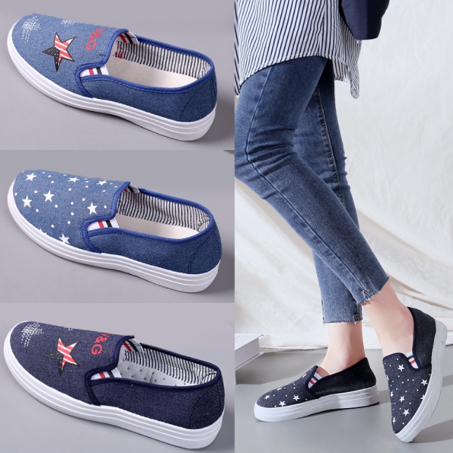 Sepatu Flat Casual Wanita Comfort Canvas Jean Star Women Shoes SP20