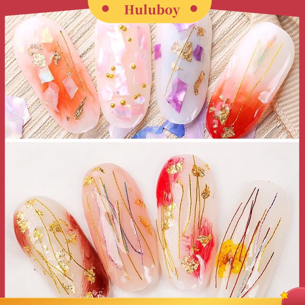 Huluboy Huluboy♡ 10g / Botol Sequin Kuku Palsu Ultra Tipis Bentuk Daun Metalik Untuk Manicure