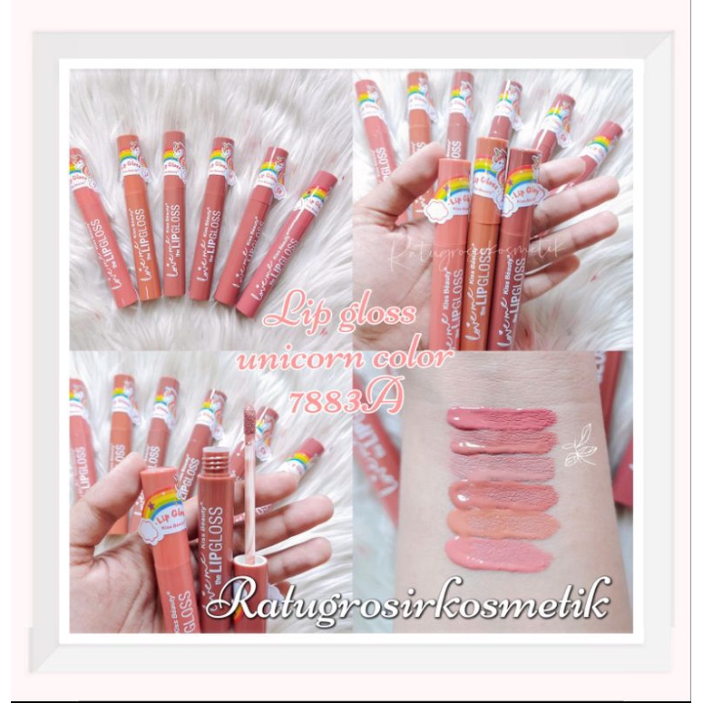 PROMO ECER!!!LIP GLOSS LOVE ME UNICORN COLOR/HEART FRUIT KISS BEAUTY NO.7883A/7883B