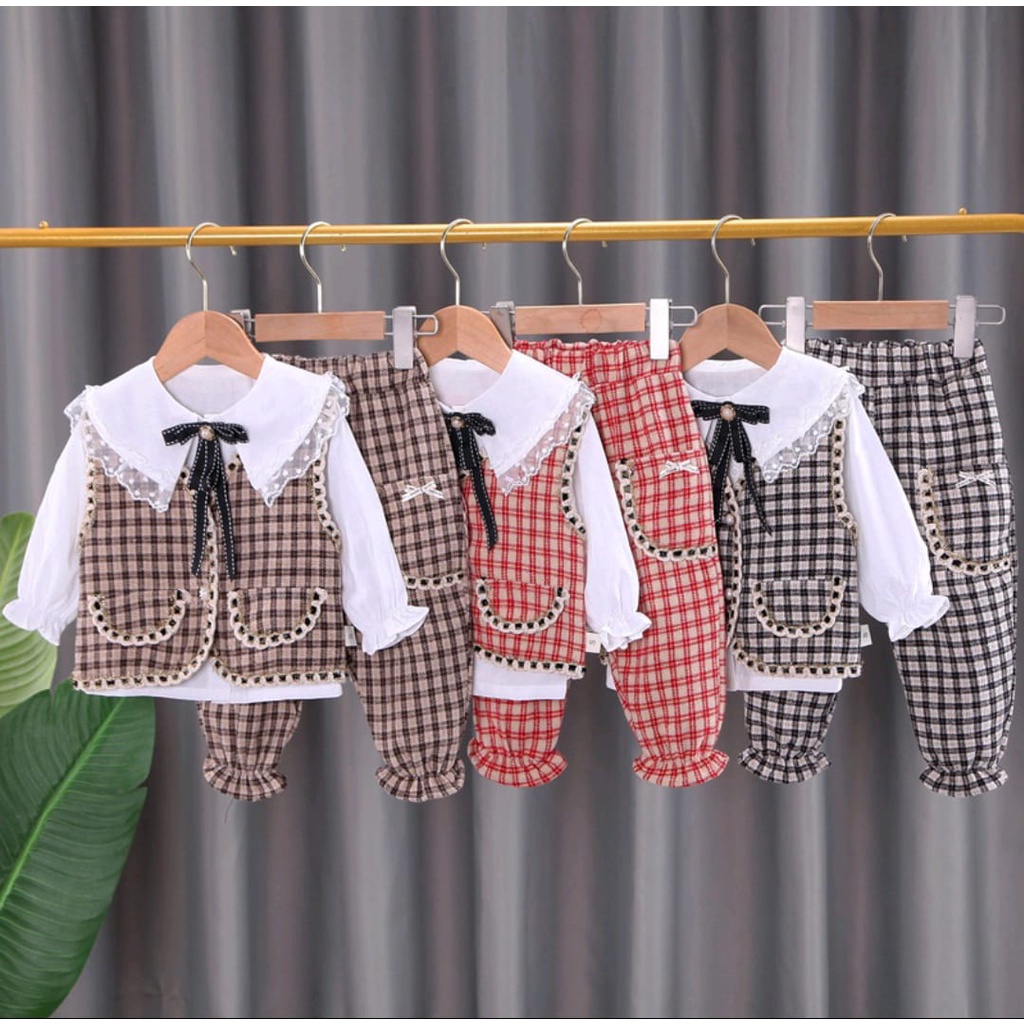 TV-1  setelan import / baju anak perempuan / baju jas rompi anak / celana panjang anak / baju anak K