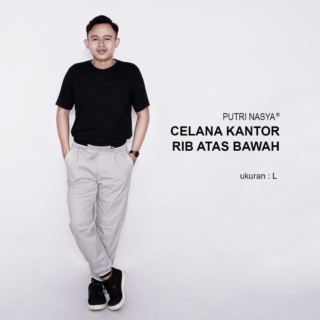 Celana Bahan Kantor Kerja Jumbo Pria / Celana Big Size Formal Kantoran Katun / Celana Chino Jumbo Seragam Moca Capucino Cream Hitam Abu Navy Army Dark Brown / Celana Model Terbaru S-M-L-XL-2L-3L Kekinian Trendy Kombinasi Big