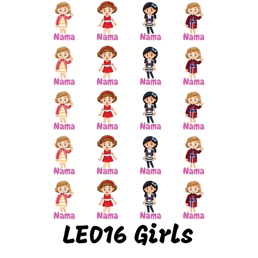 

Sticker Nama Cutting Label Waterproof Tahan Air Girls Play 16 (LE016)