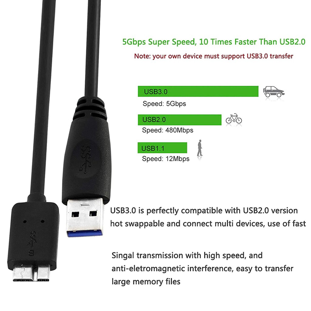 kabel Usb-a 3.0 to Micro b 45cm 5Gbps original - cable hdd harddisk external case enclosure usb3.0