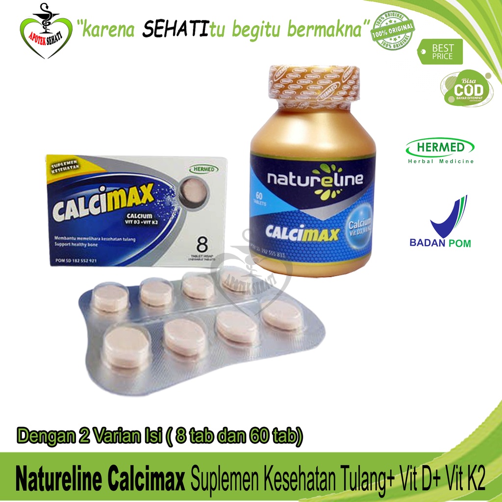 Natureline Calcimax Suplemen Kesehatan Tulang dengan Vit D3 + Vit K2 BPOM