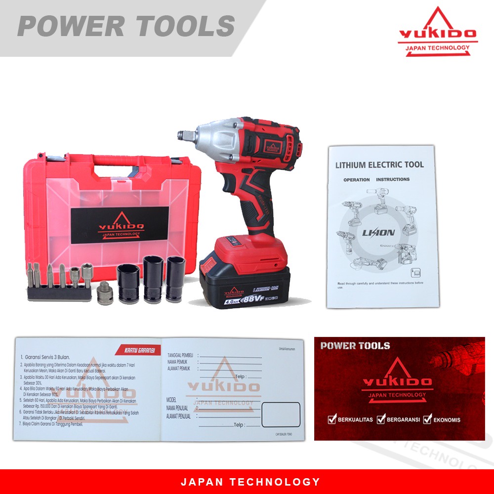 Termurah - Yukido impact wrench alat Buka Baut Cordless impact wrench Brushless 48V Baterai / Impact batre / Impact / Impact / Impact Batterai