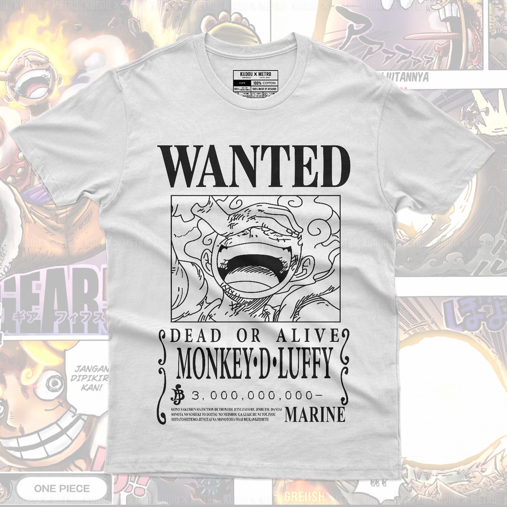 Tshirt Luffy Wanted God Nika Line Art Gear 5 Anime Manga One Piece