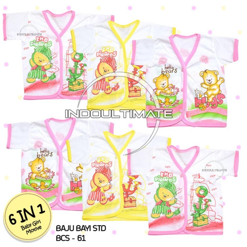 Pakaian Bayi Motif 6pcs / Perlengkapan Bayi / Baju Bayi laki laki perempuan / kaos bayi BCS-61