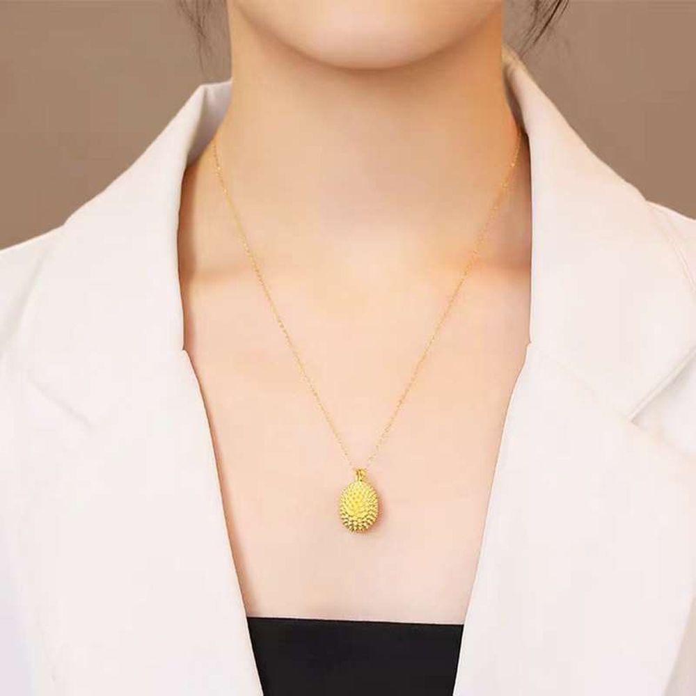 Mxbeauty Kalung Wanita Trendy Pasir Mengkilap Desain Niche Durian Liontin Gadis Necklace