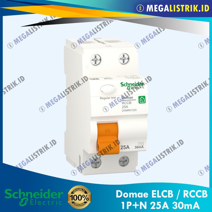 Schneider ELCB 2P 25A 30mA / RCCB 1P+N 25 Ampere Domae