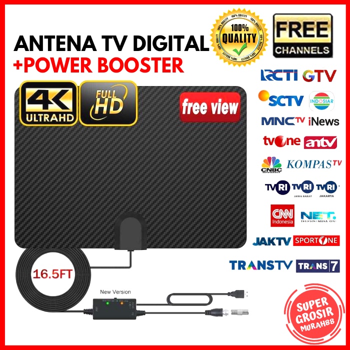 Antena TV Digital Indoor DVB-T2 Power Booster Penguat Sinyal Set Top Box Hengshanlao