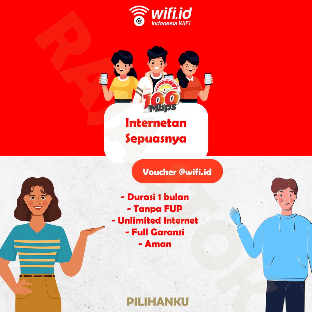 Voucher  wifi id 1 Bulan GARANSI up to 100 Mbps