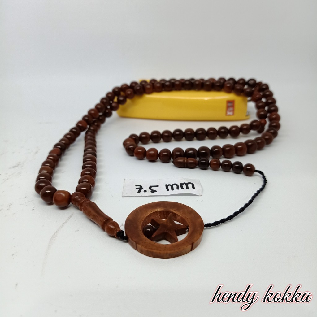 Tasbih kokka kaukah 99 bulan bintang 7 mm hitam