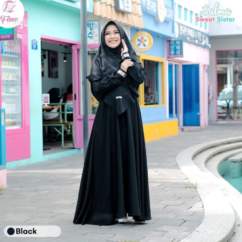 (RESTOK)SALMA SWEET SISTER BY FAUZ HIJAB / GAMIS CANTIK ADEN HIJAB SISTER.SIZE L,HIJAB RUFFLE