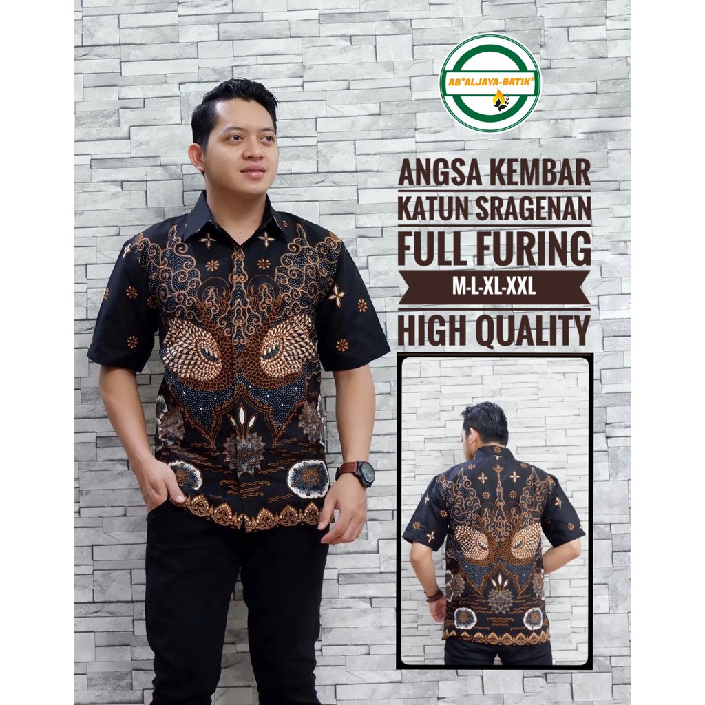 ANGSA KEMBAR ALJAYA KEMEJA BATIK SOLO PRIA LENGAN PENDEK PANJANG LAPIS FURING ATASAN PREMIUM MODERN KATUN HALUS PANDU AJI PEKSI KLASIK MERAK SIDOLUHUR CUWIRI MADUKORO MLIWIS KUNING BANGAU LEMON MERAK UNIK PEKSI BIRU  PUNAKAWAN BAUREKSA RAJASWA DANUR DEWO