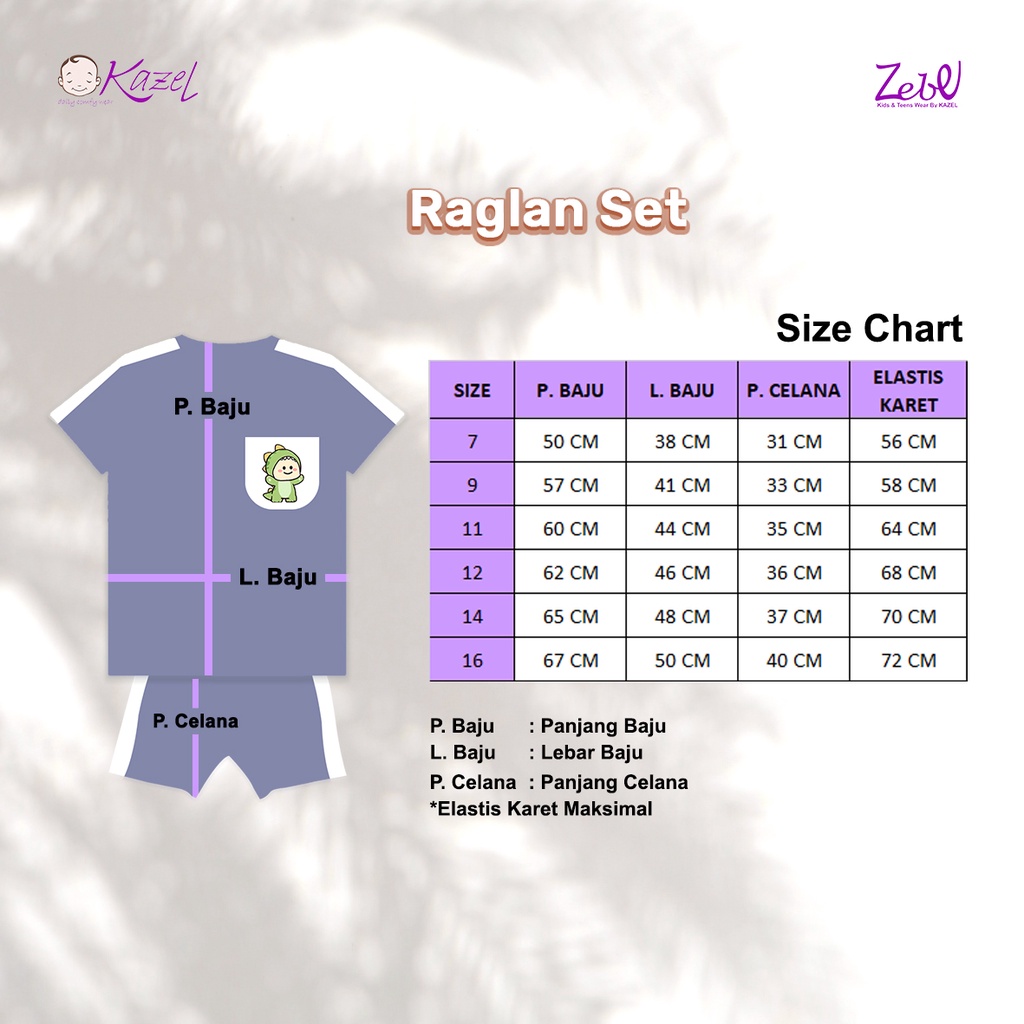 Zebe Setelan Pendek Raglan Set (6 -16 Tahun)