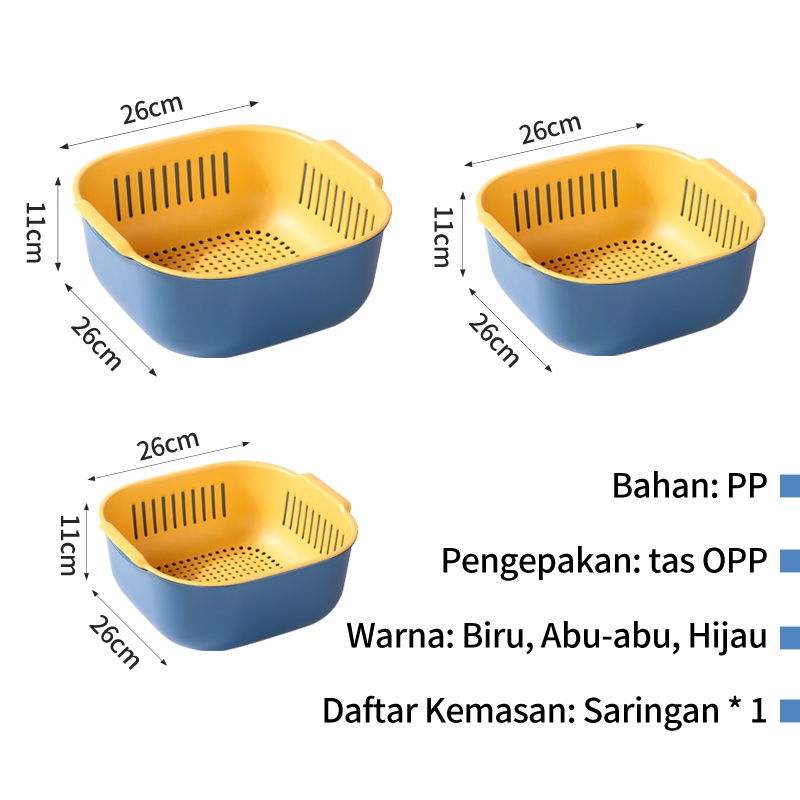 Letyeah &amp; Kaizenliving Keranjang Sayur Dan Buah Dua Lapis Dapur Multifungsi Plastik / keranjang penyimpanan Storage Box