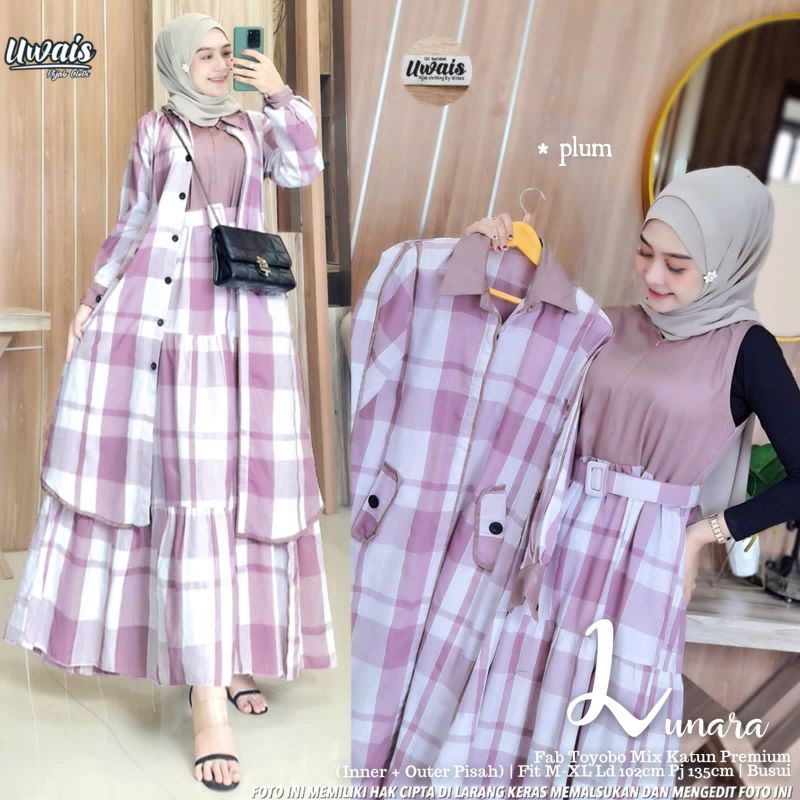Lunara Set Maxy Toyobo Gamis Set Outer Original Uwais (Inner+Outer Pisah)