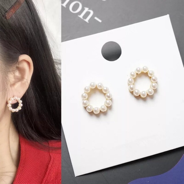 Jual Anting Mutiara Persegi Bulat Simple Anting Kekinian Anting Kecil Lucu Anting Murah Grab