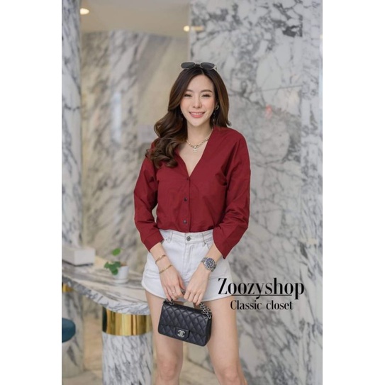 ATASAN ZOOZY BUTTON LENGAN PANJANG FASHION WANITA IMPORT BANGKOK CODE 28