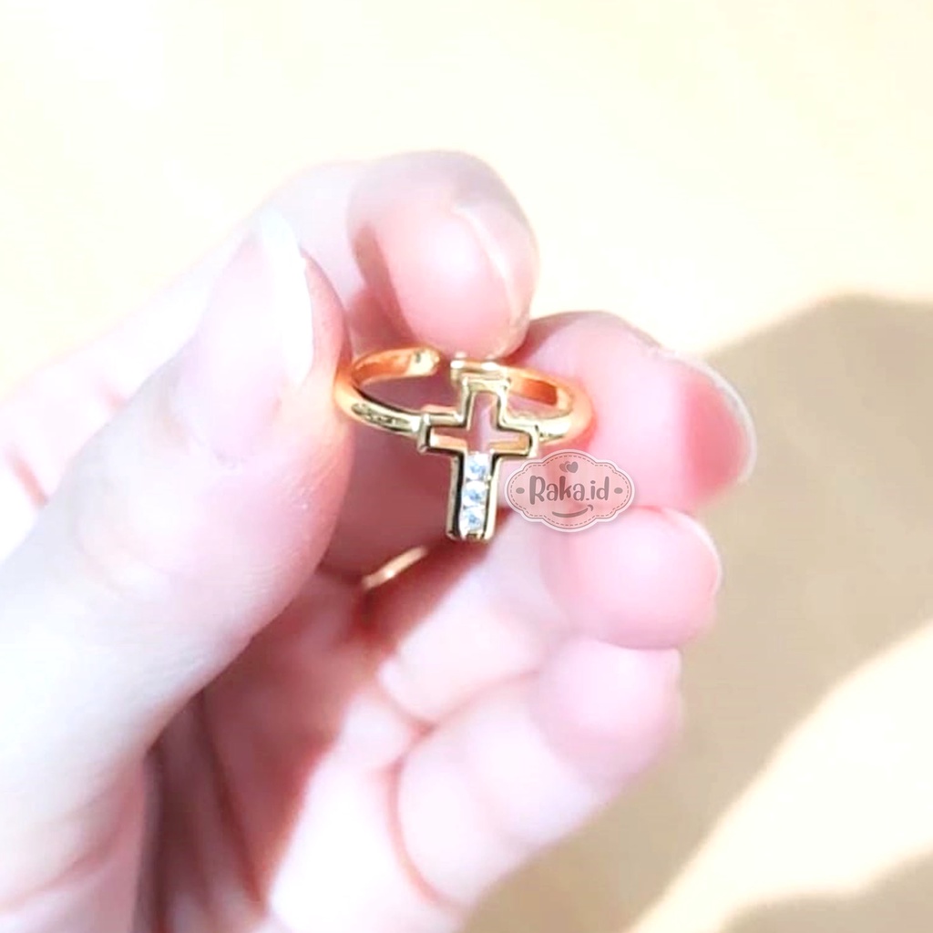 Cincin Anak Motif Salib Cross Mas Gold Perhiasan Anak 915