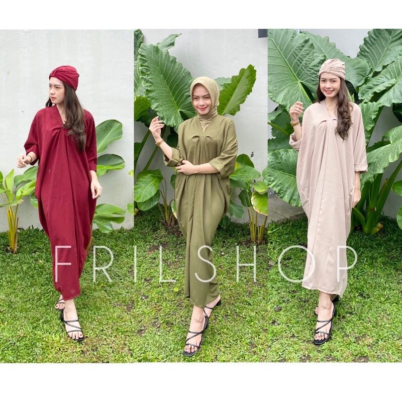 1KG MUAT 3PCS | IED BASIC KAFTAN DRESS LD 160 AIRFLOW CRINKLE HITS OOTD HARI RAYA FASHION GROSIR WANITA TERMURAH