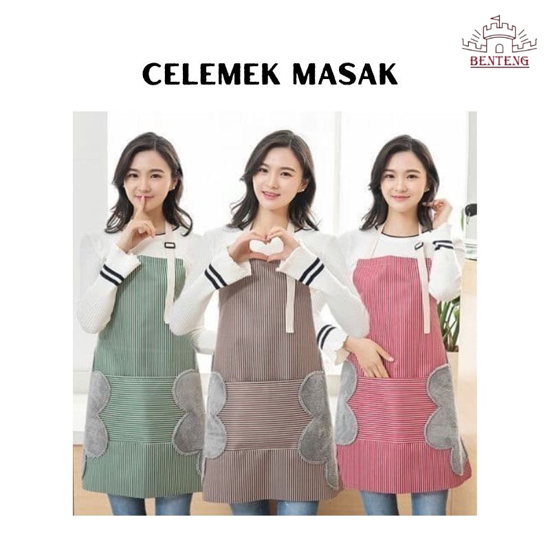 CM30 - Celemek Dapur Anti Minyak Apron Waterproof Celemek Kekinian