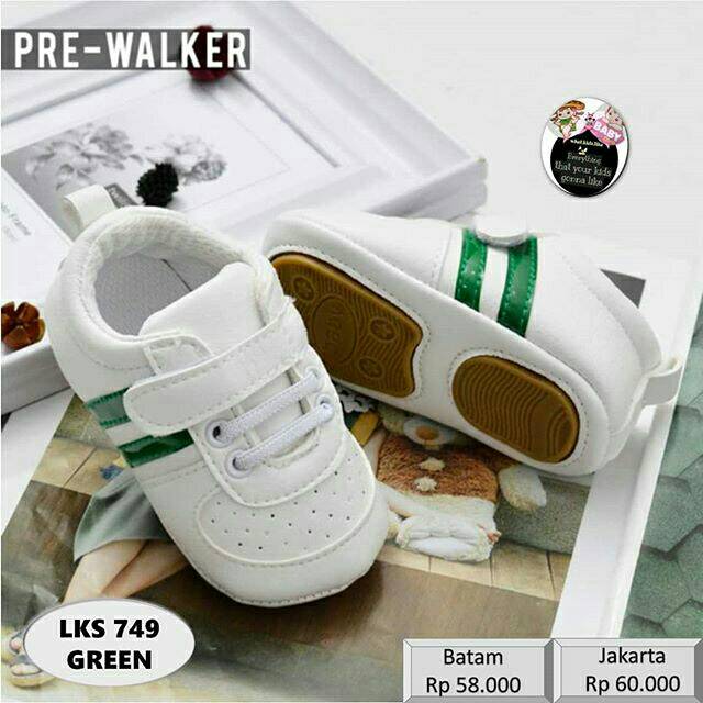 GREEN LINING WHITE KETS PREWALKER SHOES