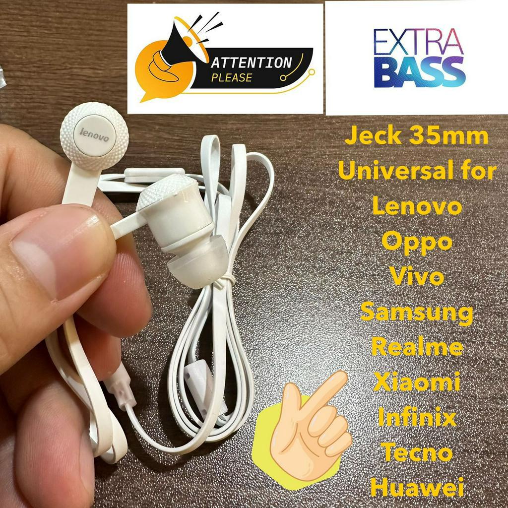 Handsfree copotan lenovo extra bass powerfull sound Jack 3.5mm Universal for All Brand Hp BY SMOLL