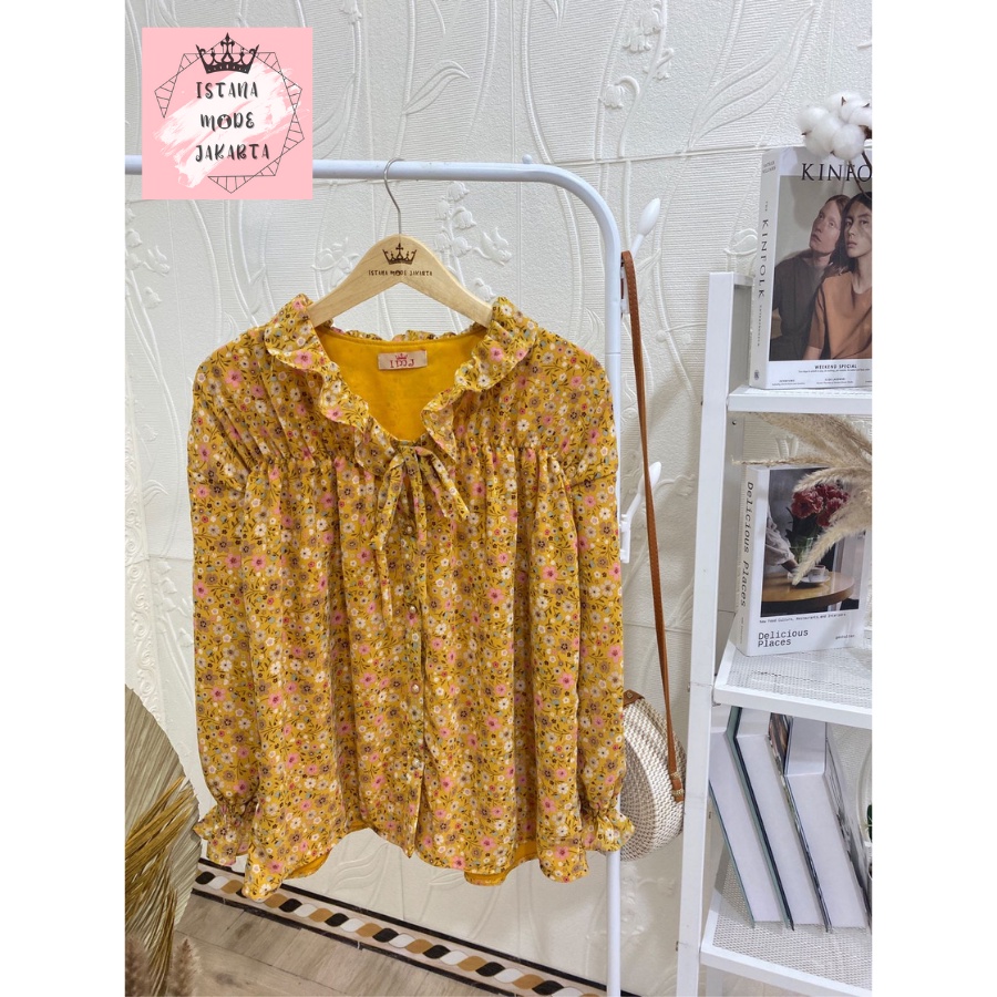 ISTANA MODE JAKARTA Sonya Jumbo baju atasan wanita terbaru blouse korean style blouse wanita lengan panjang-MUSTARD 2 - 225