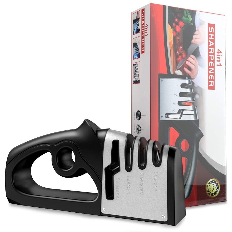 Pengasah Pisau - Pengasah Pisau Dan Gunting Dapur 4-tahap Untuk Mengembalikan Pisau Atau Pisau Gunting Dengan Aman, Mudah Digunakan Untuk Semua Pisau Rumah Tangga Berukuran