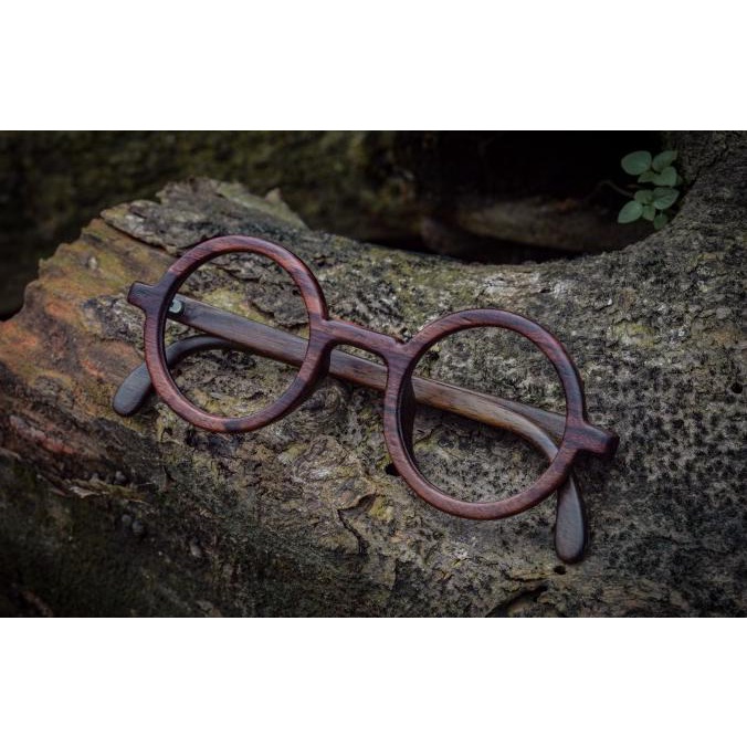 kacamata kayu kacamata minus - frame kacamata pria wanita bulat