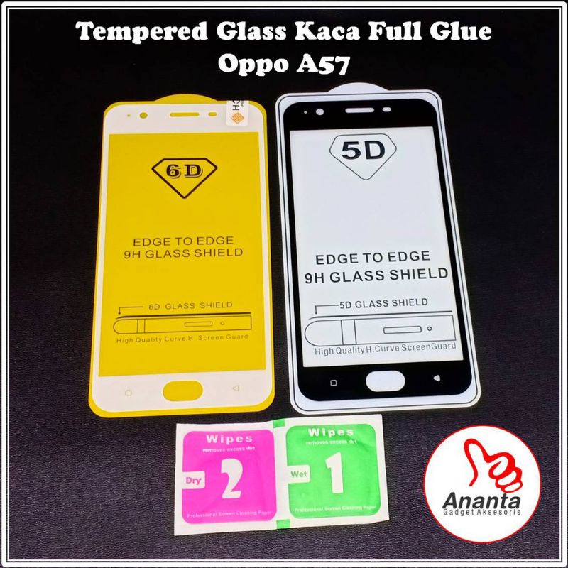 Tempered Glas anti gores kaca Tg full Oppo A57 Original