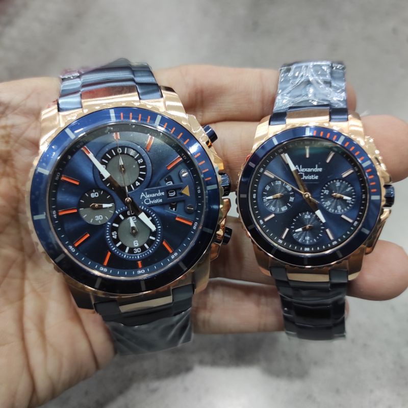 JAM TANGAN ALEXANDRE CHRISTIE AC 6455 COUPLE NEW AC6455 NAVYROSE ORIGINAL