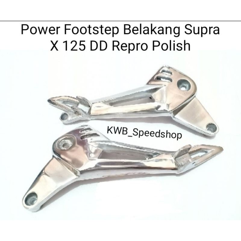 Power Footstep Pijakan Kaki Belakang Supra X 125 DD Double Disc Repro Polish Poles Sepasang