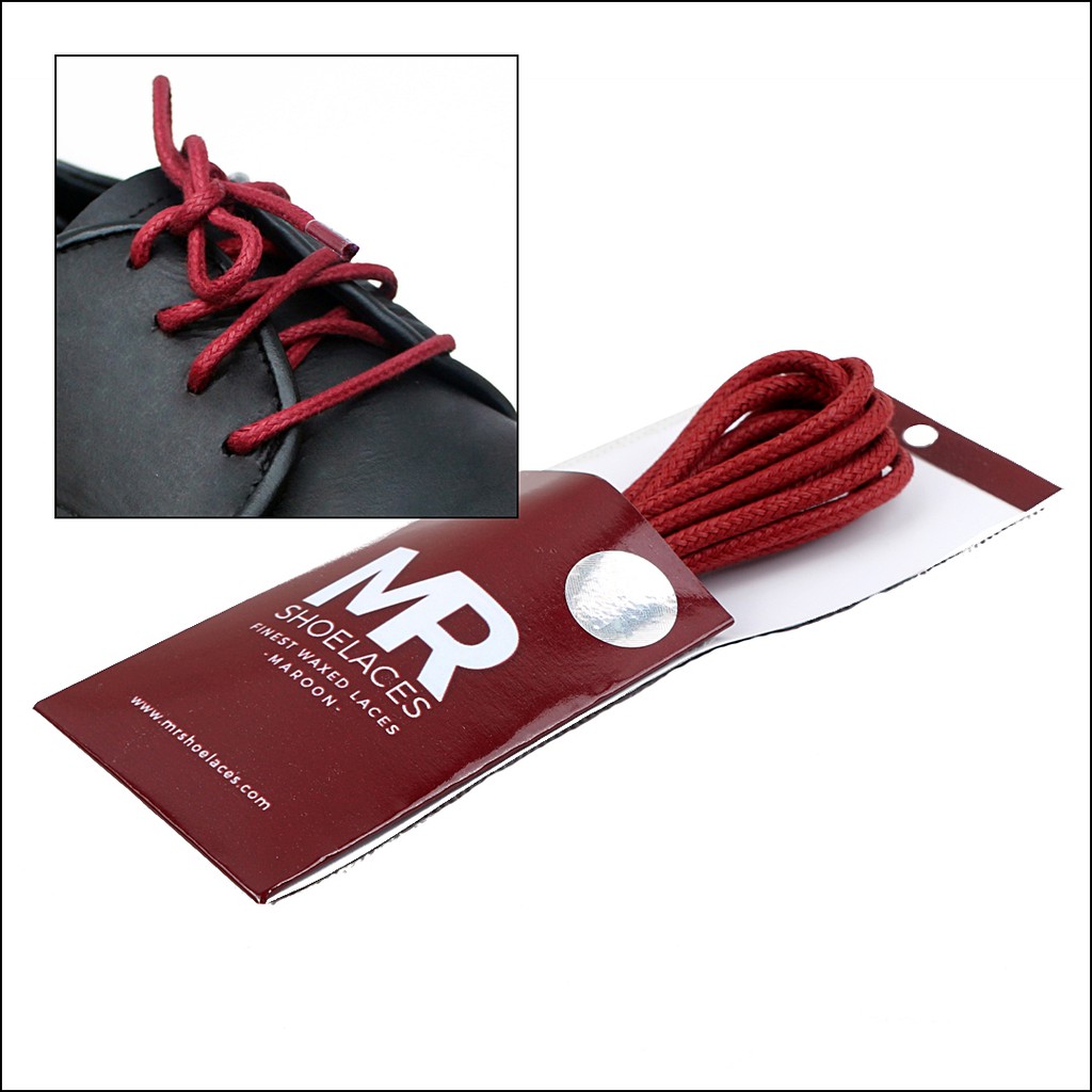 MR Shoelaces RD12 Maroon (Marun) Tali Sepatu Lilin 2-3mm Bulat Round 50cm 60cm 70cm 80cm 90cm 100cm 120cm 150cm (Waxed Laces) - Premium Shoelace