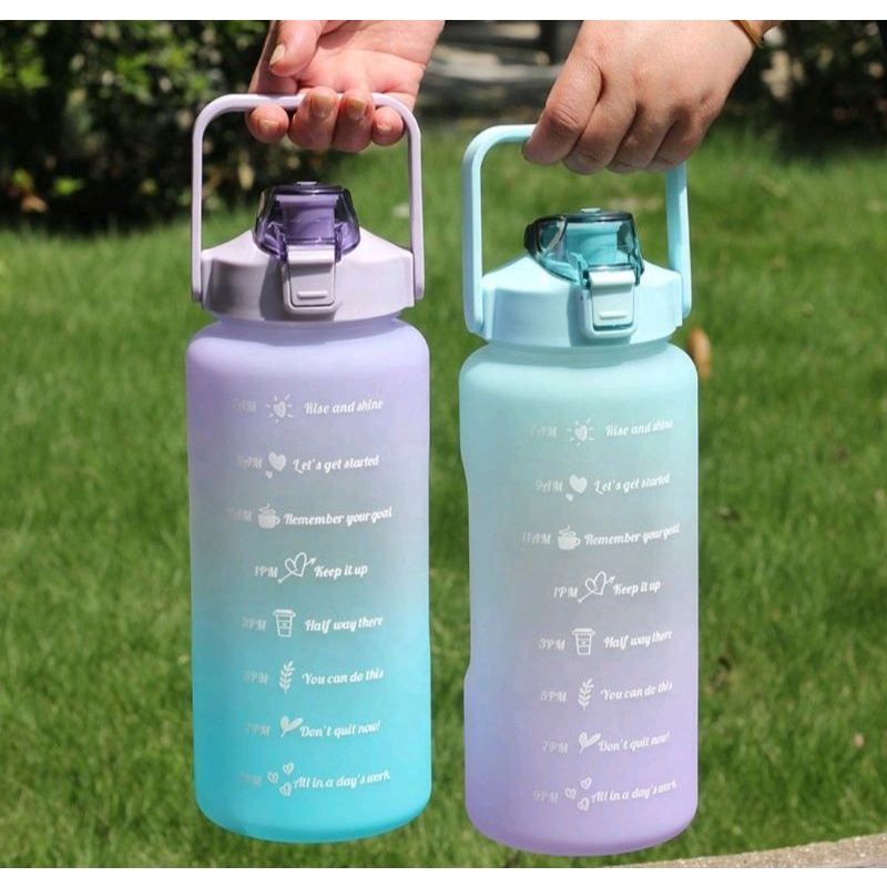 Model Terbaru Botol Minum Jumbo 2 Liter Motivational Water Warna Gradiasi Free buble warp