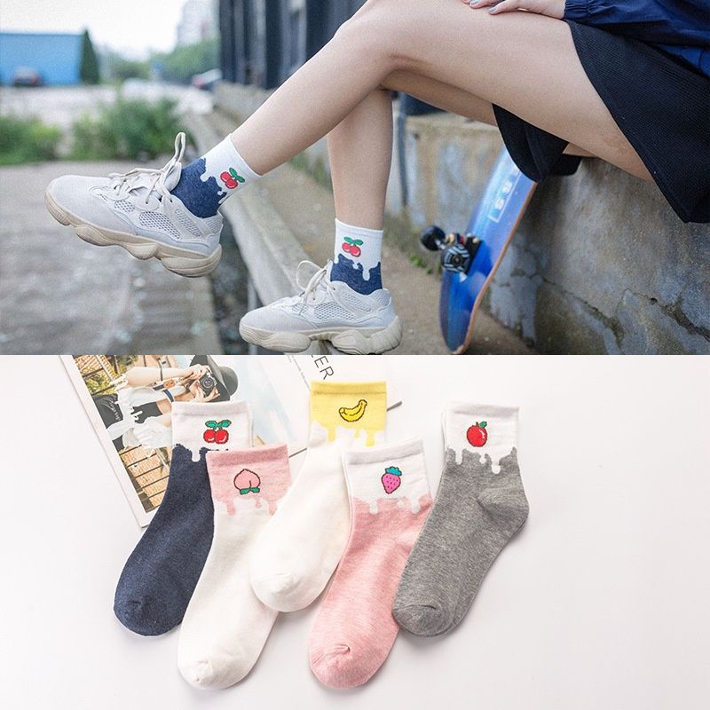 [COD] KAOS KAKI WANITA IMPORT LUCU CUTE KAOS KAKI PENDEK PANJANG DI ATAS MATA KAKI TEBAL IMPORT MOTIF BUAH LUCU