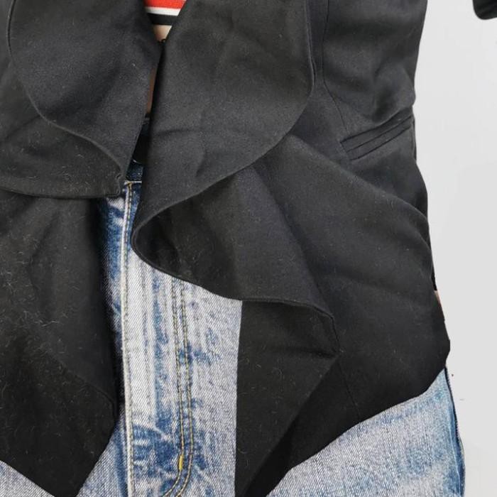 Blazer Formal Black Ruffle Front Whbm