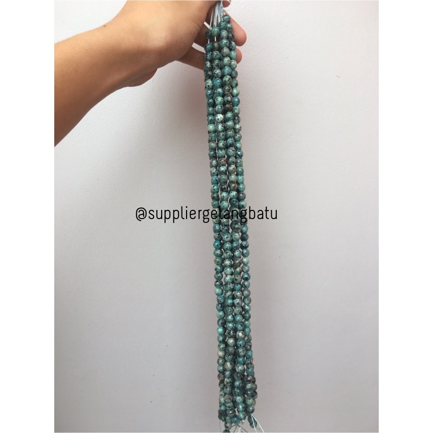 semi stone 8mm white blue chrysocolla bahan rangkai aksesoris lucu alat gelang kalung khas indonesia