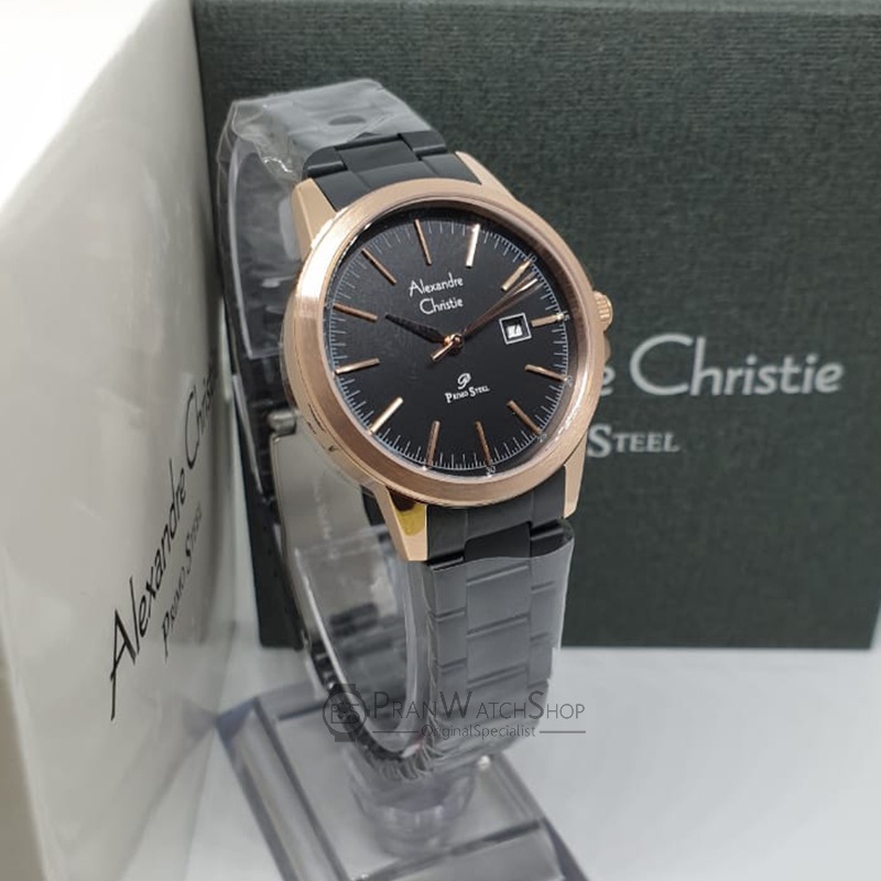 Jam Tangan Alexandre Christie AC 1008 LDBBR Hitam Rose Gold Stainless Steel Original Wanita