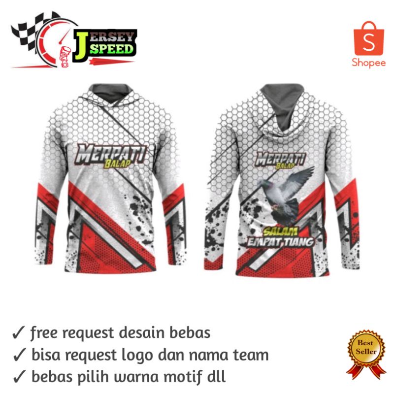 Jersey merpati balap bertopi costom full Printing