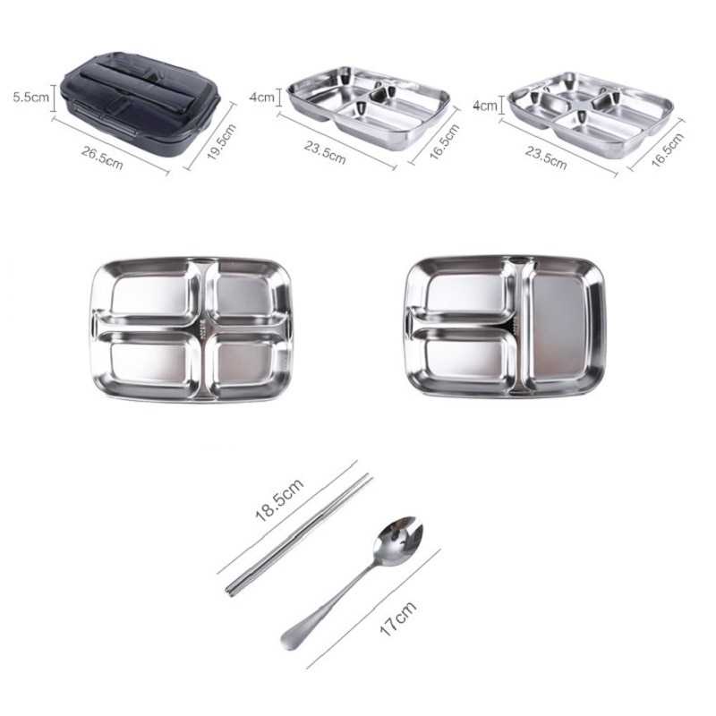 TaffHOME Kotak Makan 3 Grid 1000ml with Spoon &amp; Chopstick - OU1000
