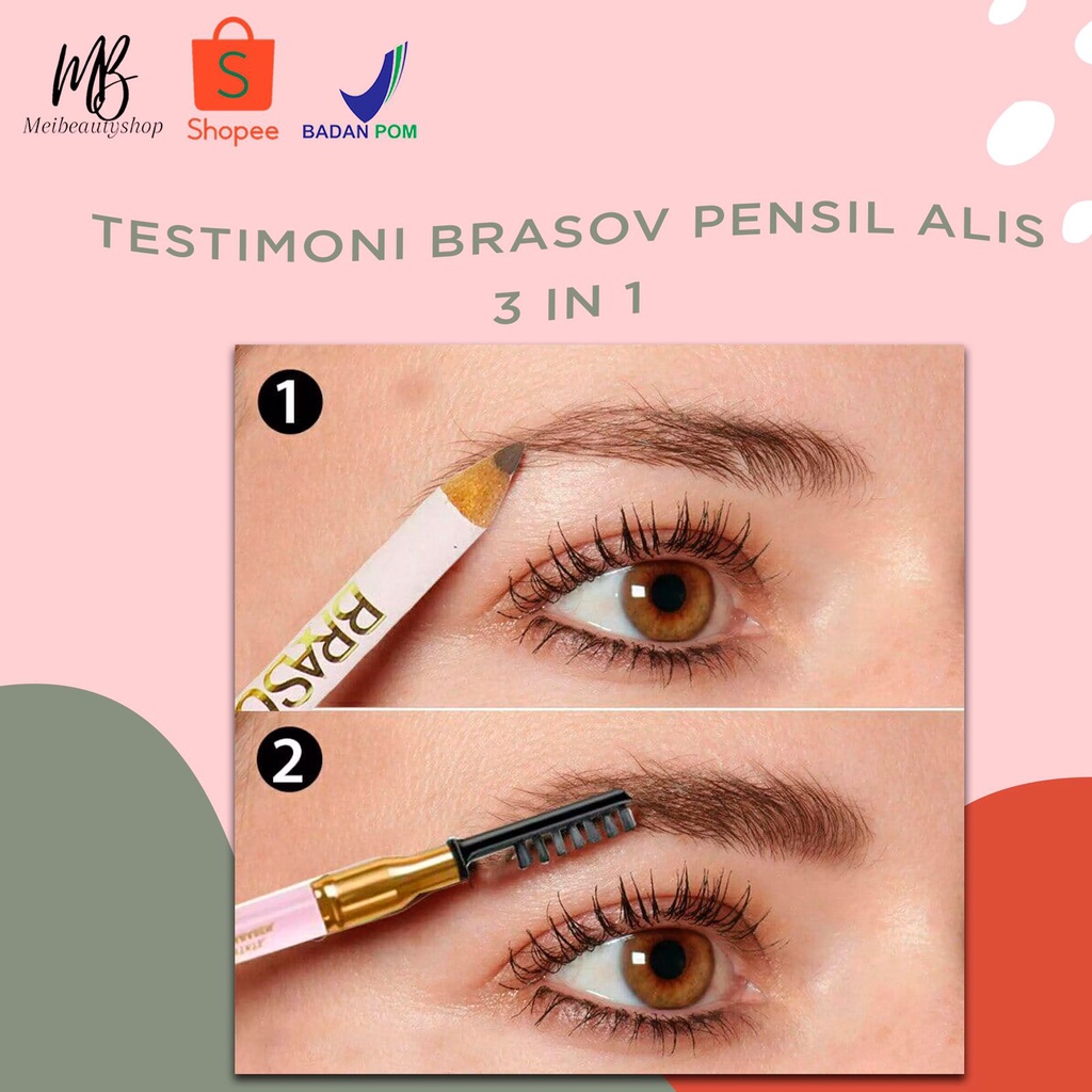 BRASOV Pensil Alis 3 IN 1 / Eyebrow Pencil Automatic