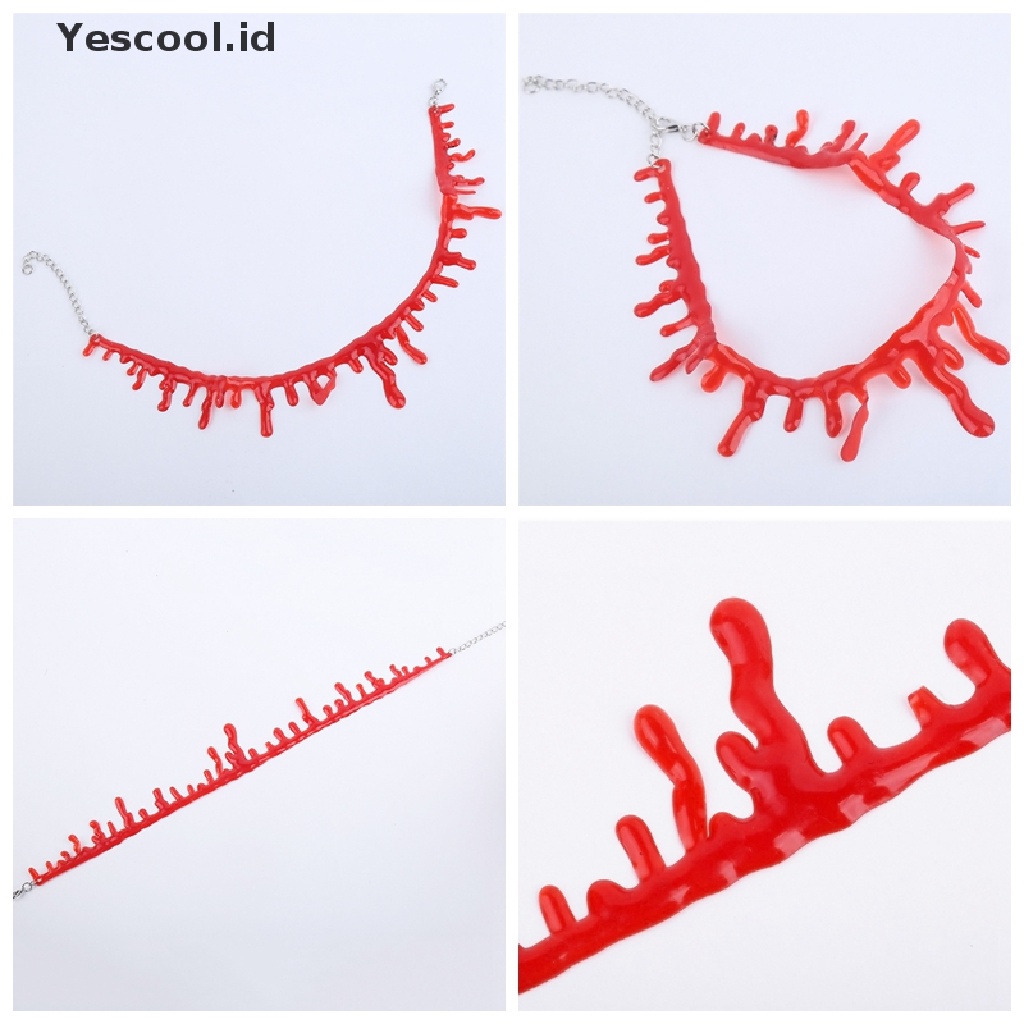 Kalung Choker Desain Darah Kematian Warna Merah Gaya Punk Rock Untuk Pesta Halloween