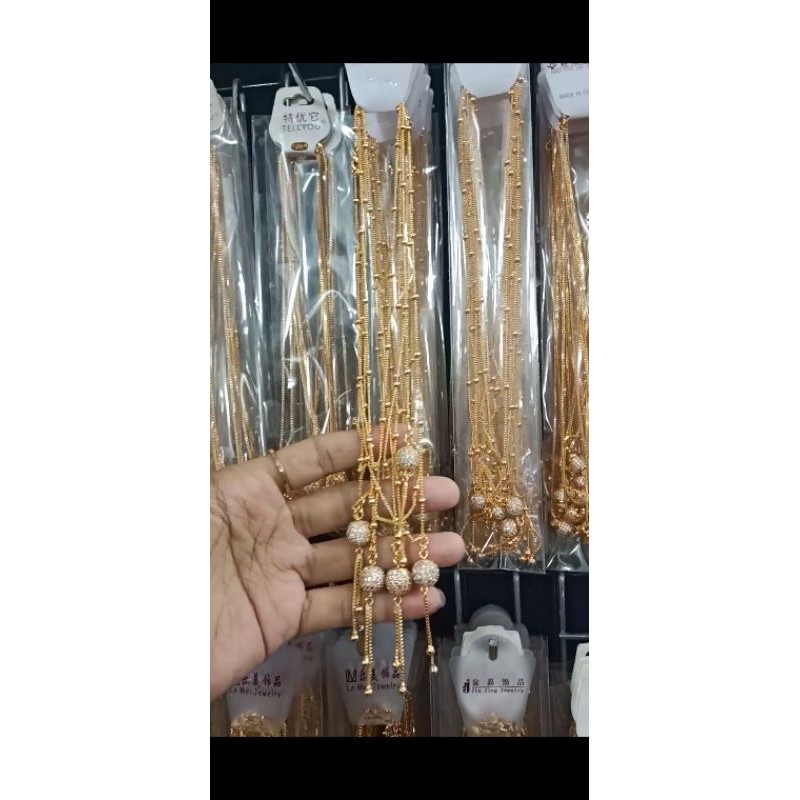 kalung bola super cantik perhiasan wanita titanium gold