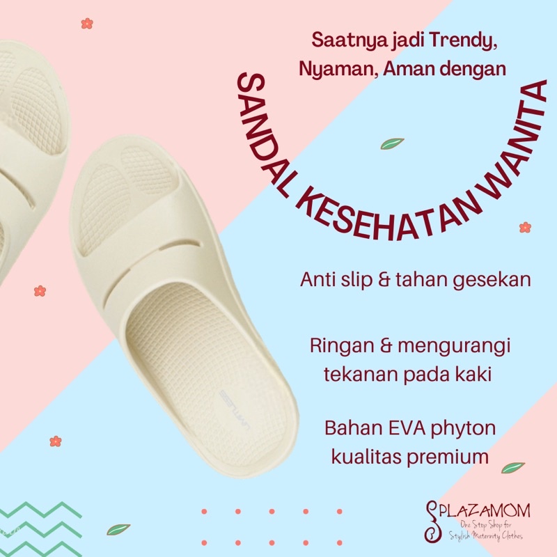 sandal kesehatan EVA karet WANITA perempuan cewek cewe DEWASA slop selop sendal slippers ringan nyaman empuk menjaga keseimbangan kaki trendy stylish kekinian model korea korean anti slip awet kualitas premium