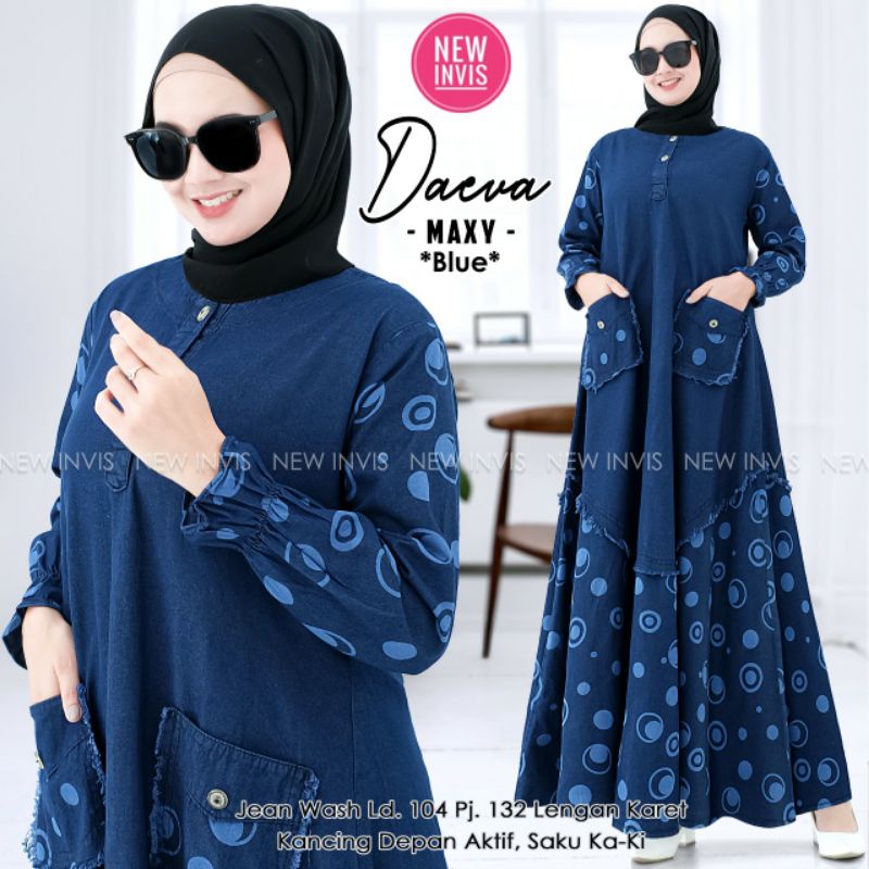 Moela Maxy Dress LD 104 PJ 132 Jeans Baju Wanita Murah Cewek Busui Gamis