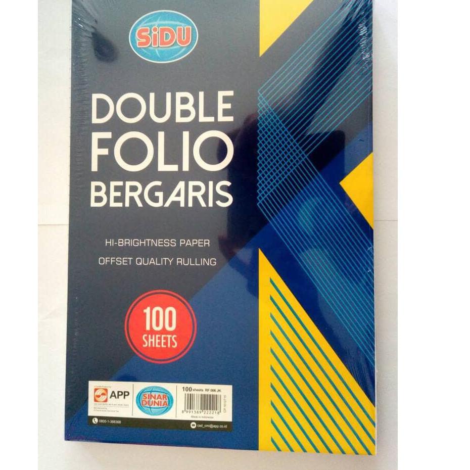 

Obral Terlaris SIDU - Kertas Double Folio Bergaris 100 Sheets - Pack