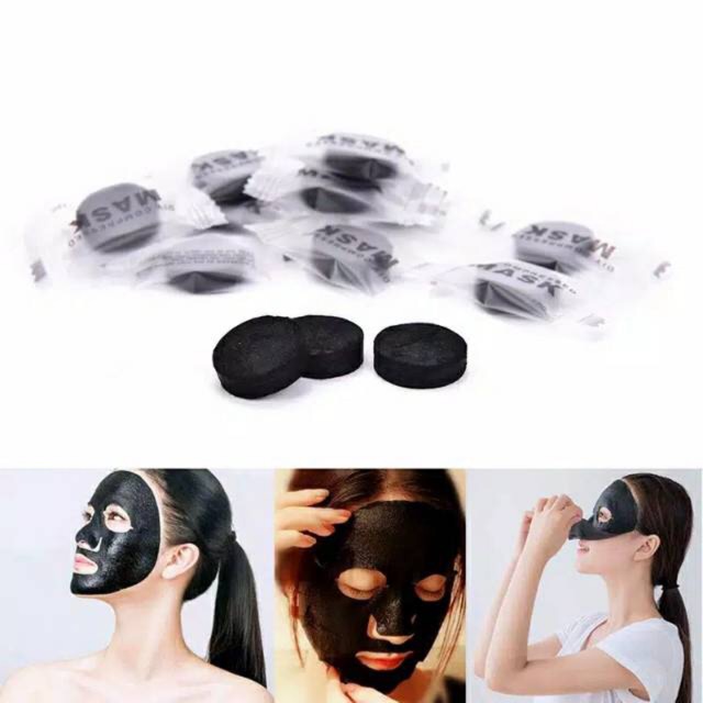 Paper mask black chrocoal / masker kertas / candy mask / DIY COMPRESSED MASK