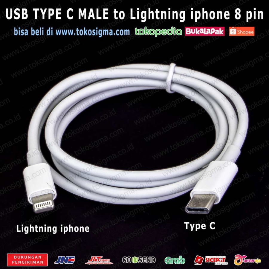 Kabel Sync Data Charge USB 3.1 Type C Male to Lightning Iphone 8p Male